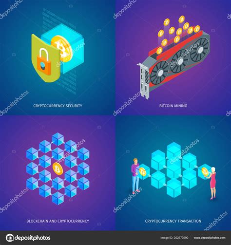 Blockchain And Cryptocurrency Concepts Set Stock Illustration By