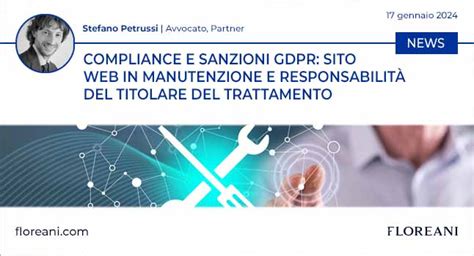 Compliance e sanzioni GDPR sito web in manutenzione e responsabilità