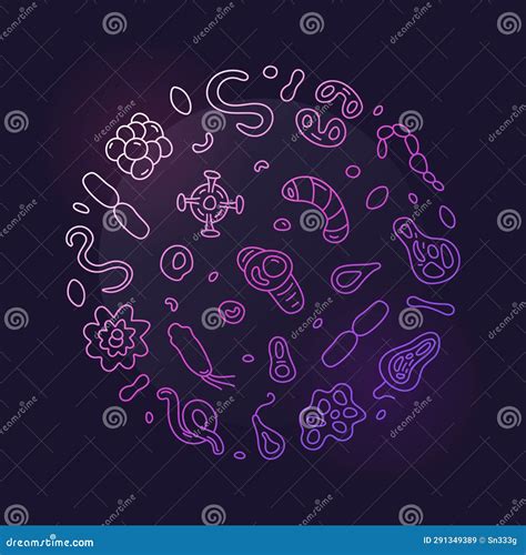 Bioengineering Vector Science Concept Simple Outline Round Banner