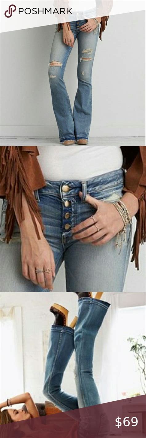 American Eagle Denim X Boho Artist Flare Jeans High Waisted Flare