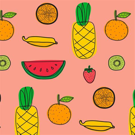 Background With Fruits Pattern Hand Drawn Vector Illustration 613776