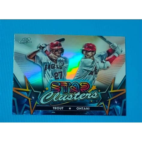 大谷翔平 神鱒 Trout 折射亮面特卡 2023 Topps Chrome 蝦皮購物