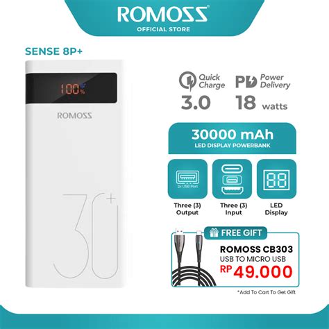 Jual Romoss Sense P Plus Powerbank Mah W Fast Charge Support