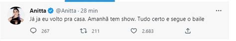 Após dar entrada em hospital Anitta avisa Já já volto pra casa