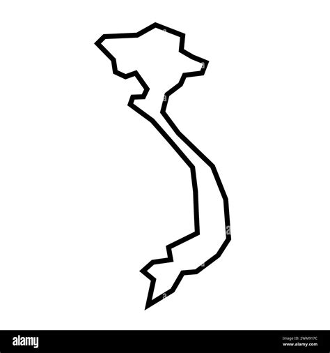 Vietnam Country Thick Black Outline Silhouette Simplified Map Vector