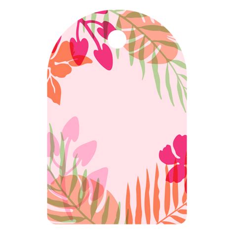 Design Png E Svg De Etiqueta De Presente Rosa E Laranja Com Folhas