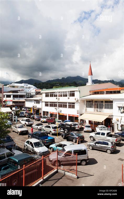 French Polynesia Tahiti View Of Downtown Papeete Tahiti Stock Photo