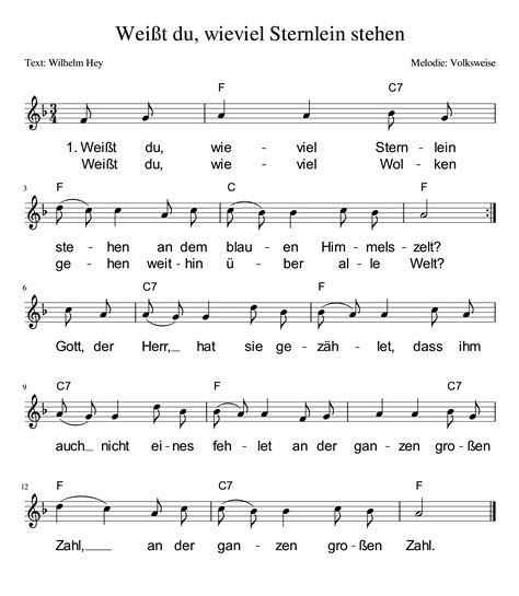 Weißt du wieviel Sternlein stehen Deutschland Lese