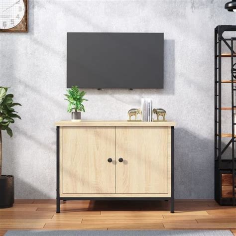 ETO Meuble TV avec portes chêne sonoma 60x35x45cm bois d ingénierie