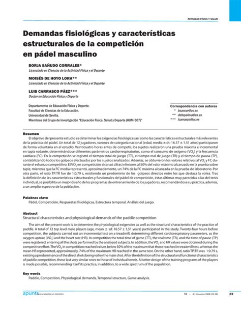 Demandas fisiológicas y características estructurales de la