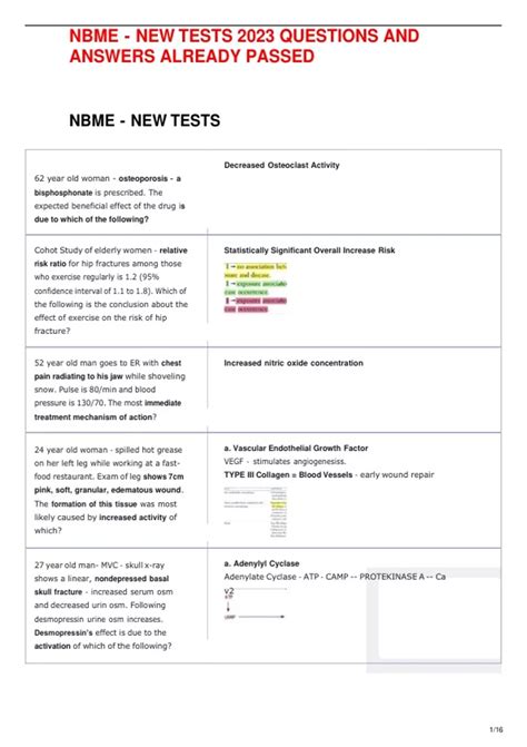 Nbme New Tests Questions And Answers Already Passed Nbme