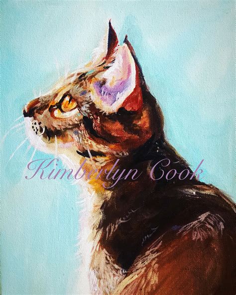 9 X12 Acrylic Cat Painting