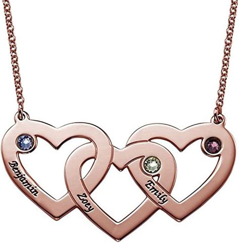 Collier Collier Pendentif Trois Coeurs Gravure Personnalis Pr Nom De