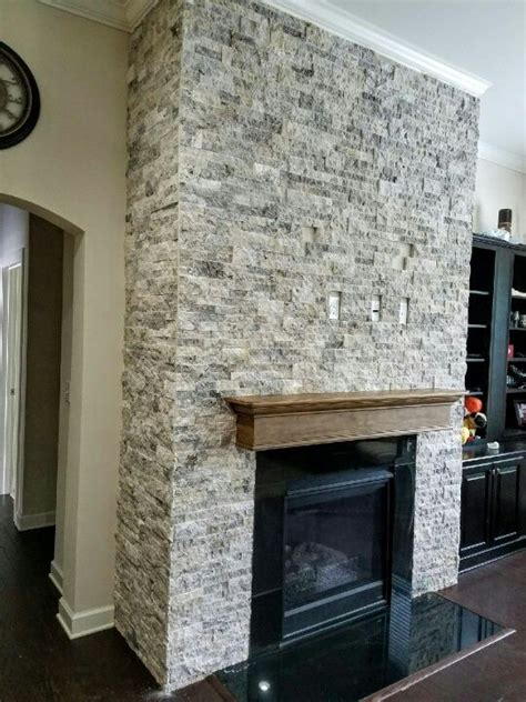 Travertine Stacked Stone Fireplace Mriya Net