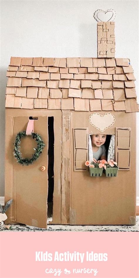 A Cardboard House Made To Look Like A Childs Room With The Words Kids