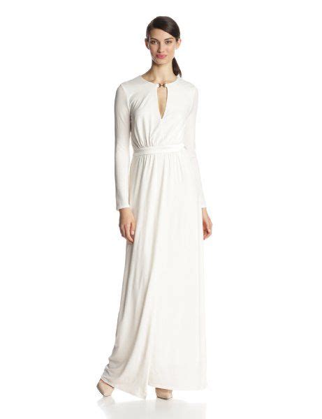 Halston Heritage Long Sleeve Jersey Gown Jersey Evening Dress Long