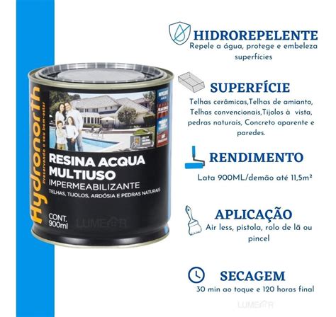 Resina Acqua Multiuso Hydronorth Ceramica Telha 900ml MercadoLivre