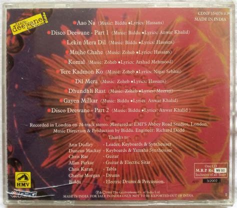 Disco Deewane Nazia Hassan Hindi Audio Cd Tamil Audio Cd Tamil Vinyl Records Tamil Audio