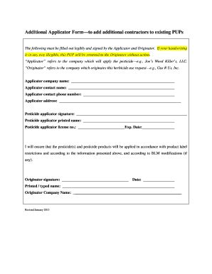 Fillable Online Pesticide Use Proposal Additional Applicator Form Fax