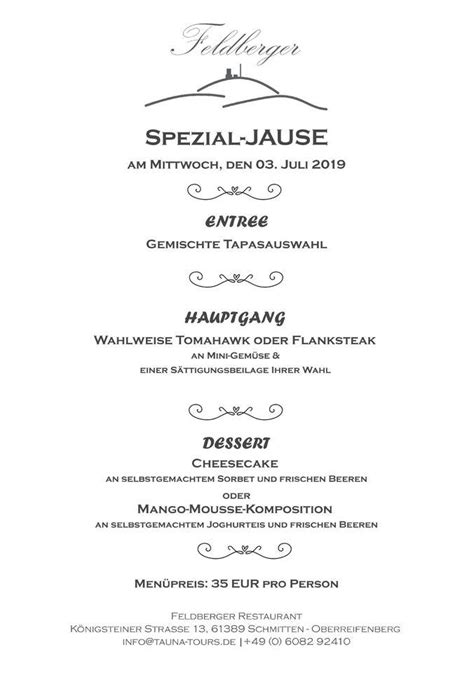 Speisekarte Von Feldberger Restaurant Schmitten