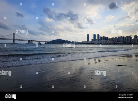 Sunset At Gwangalli Beach In Busan Korea Stock Photo Alamy