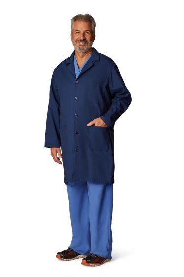 Medline Unisex Knee Length Lab Coat Navy Blue Xl 1ct