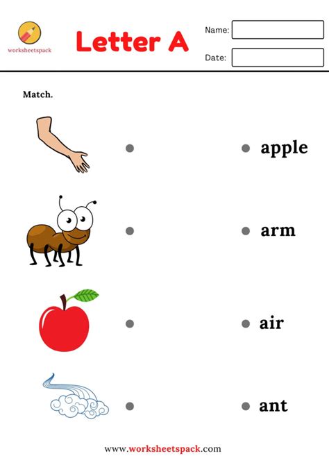 Matching Words To Pictures Worksheets