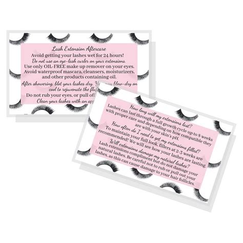 Lash Extension Aftercare Cards Pack Eyelash Extension Supplies