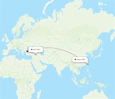 All Flight Routes From Siirt To Taipei SXZ To TPE Flight Routes