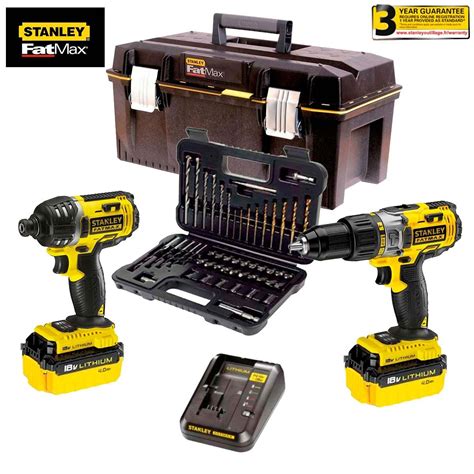 Stanley Kit Fat Max Perceuse à Percussion Et Visseuse à Impacts 2 Batteries 4 0 Ah Chargeur