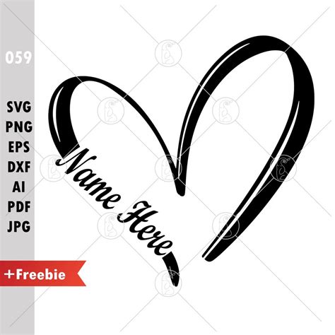 Custom Open Heart Name Svg Heart With Name Svg Heart Name Frame Svg