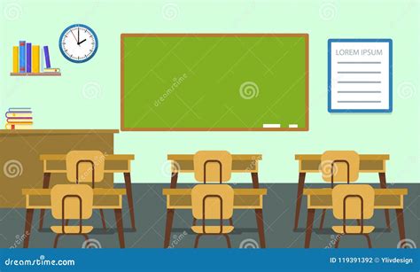 Empty Classroom Background, Flat Style Stock Vector - Illustration of ...