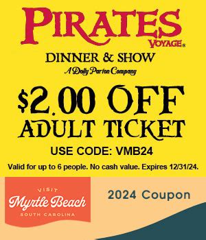 Pirates Voyage Dinner Show 2 Off Adult Ticket Visit Myrtle Beach