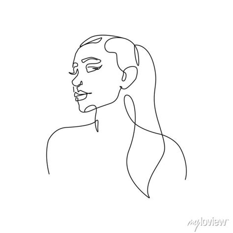 Female Face Line Art Drawing Woman Face Minimalist Illustration