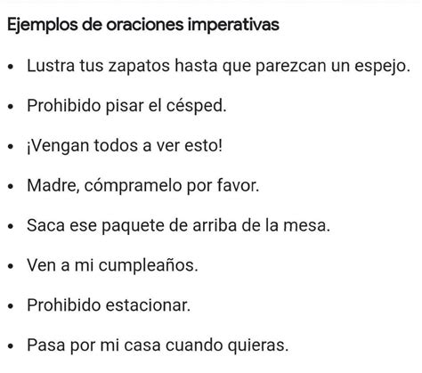 Ejemplos De Oraciones Con Verbos En Modo Imperativo Opciones De Ejemplo