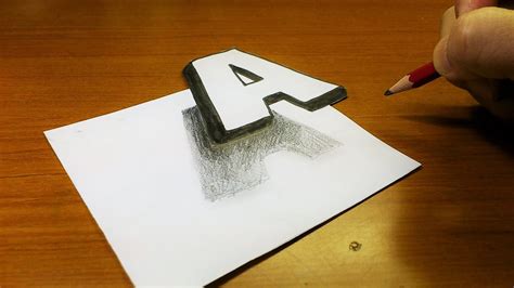 Very Easy How To Drawing 3D Floating Letter A Trick Art On Line