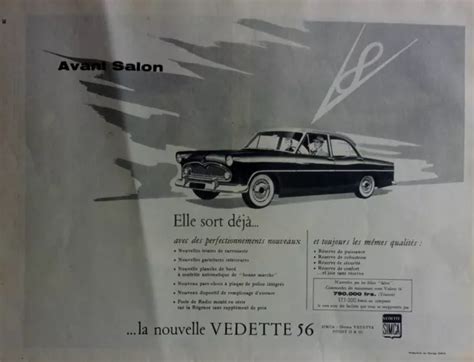 Publicit Papier Voiture Simca Vedette V Annee A Eur