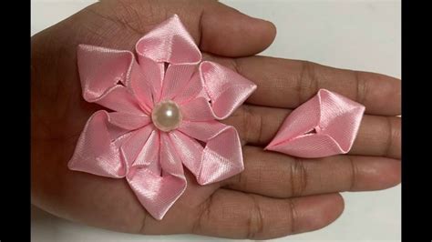 Diy Satin Ribbon Flower Làm Hoa Ruy Băng Youtube Ribbon Flower