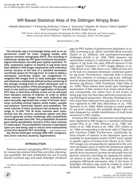 PDF MR Based Statistical Atlas Of The G Ttingen Minipig Brain