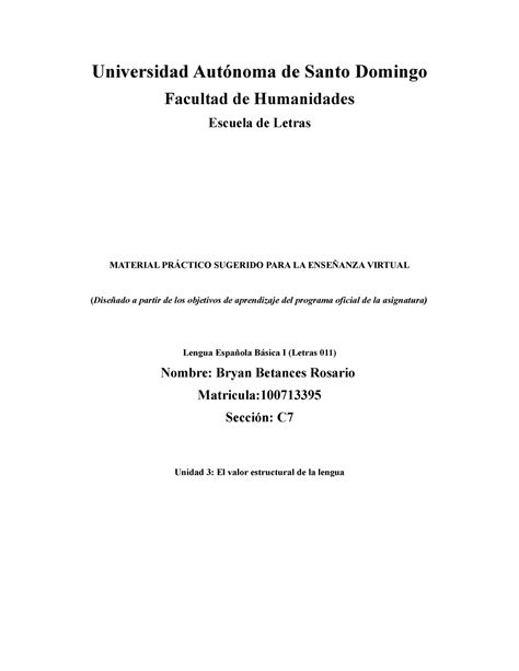 Let Unidad Iii Ejercicios Signos De Puntuacion Universidad