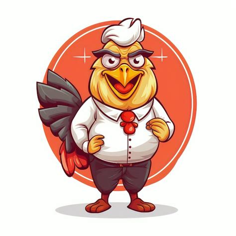 Personagem De Desenho Animado De Frango Alegre Vector Profissional