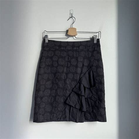 Odille Anthropologie Women S Jacquard Ruffle Pencil Skirt In Charcoal