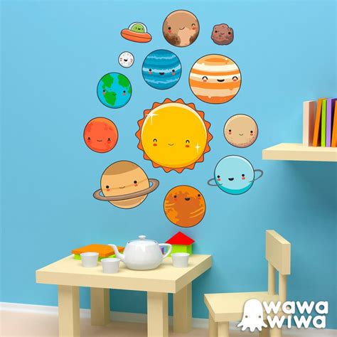 Vinilos Infantiles Kit Planetas Del Espacio Vinilo Pared Wawawiwa Decoracion Murales De