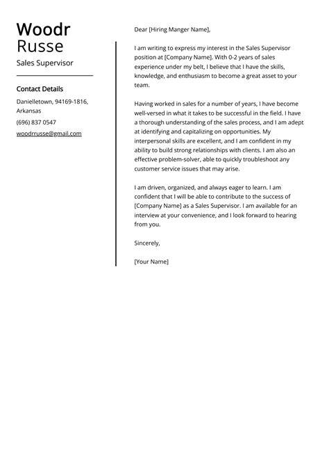 Sales Supervisor Cover Letter Examples Template Tips