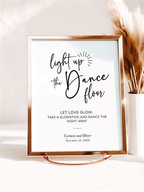 Light Up The Dance Floor Sign Let Love Glow Wedding Glow Etsy Canada