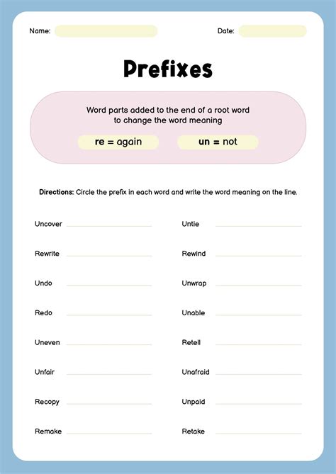 16 Prefix Un Re Worksheet Free Pdf At