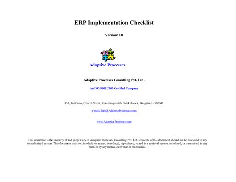 Excel Template Erp Implementation Readiness Checklist Excel Template Xls Flevy