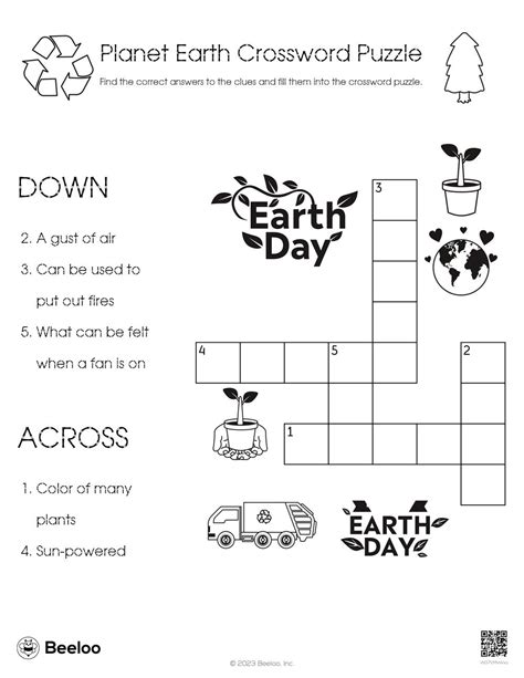 Planet Earth Crossword Puzzle Beeloo Printable Crafts And Activities