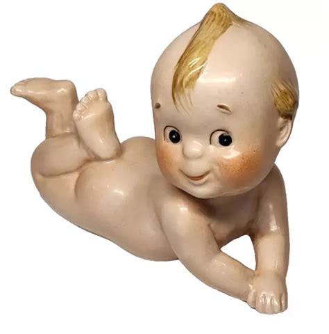 Cupie Kewpie Doll Ceramic Naked Laying Baby Vintage Doll Figurine