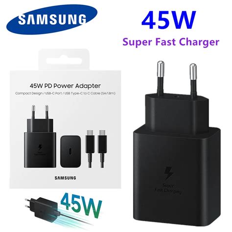 Original Samsung 45w Carregador Rápido De Carregamento Parede Usb C